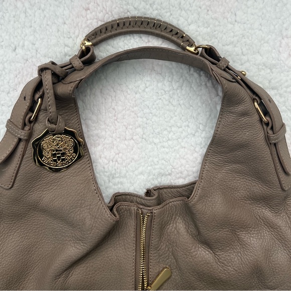 NEW Vince Camuto Hobo Purse Pebbled Leather Handbag Bag Gold Beige - Picture 3 of 5